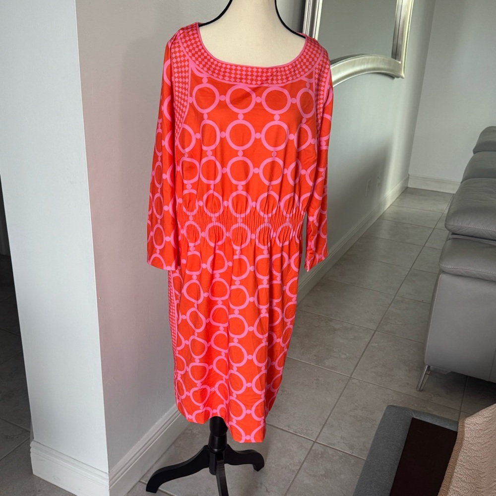 Gretchen Scott Designs Pink and Orange Long Sleeve Dress